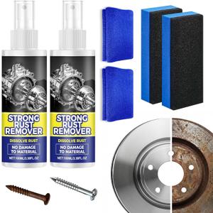 Rust Remover Spray for Metal, Multipurpose Rust Stain Remover, Heavy Duty Metal Cleaner, Rust Remover Spray, for Metals, Tools, Cars, Chains,Iron Out Rust Remover (2pcs)