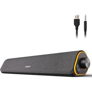 SOULION R50 Bluetooth Computer Speakers, 3.5mm PC Sound Bar for Desktop Monitor, Wired USB Powered & Colorful LED Lights with Switch Button, Surround Sound Soundbar PC Spearkers for Computer (Dark Grey)
