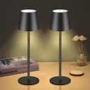 Cordless Table Lamps USB Rechargeable Lamp Simplicity Desk Lamp Built-in 4600 mAh Battery LED Battery Operated lamp with Touch Control Table lamp - Bedroom/Desk/Reading/Patio(2Pcs-Black)