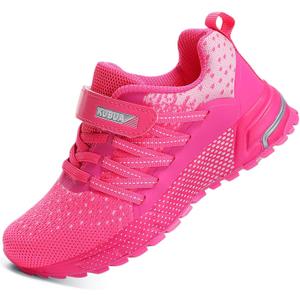 KUBUA Kids Sneakers for Boys Girls Running Tennis Shoes Lightweight Breathable Sport Athletic (Pink), Size: 1 Big Kid