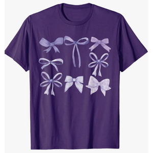 Purple Bow and Ribbon Cute Graphic for Women T-Shirt S