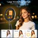 Vlogging Kit for iPhone Tripod with Ring Light 10", Smart Auto Face Tracking Tripod with Remote Control, One-Key Auto-Deploy, Phone Holder for Video Recording, Live Streaming