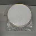 FOCUSLINE 100 Count Gold Plastic Plates 10.25 Inch, Disposable Heavy Duty Dinner Plates, Premium Hard Plastic Plate Fancy Disposable White Plate with Gold Rim