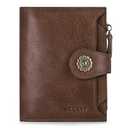 HKCLUF Wallet Women Genuine Leather Bifold Small Womens Wallet RFID Blocking Wallet for Women Card Holder Purse With ID Window(khaki)