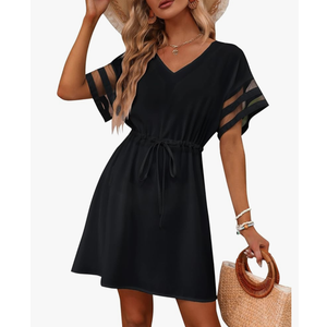 BMJL Womens Swimsuit Coverup Beach Dress V Neck Chiffon Bathing Suit Cover Ups Swimwear M