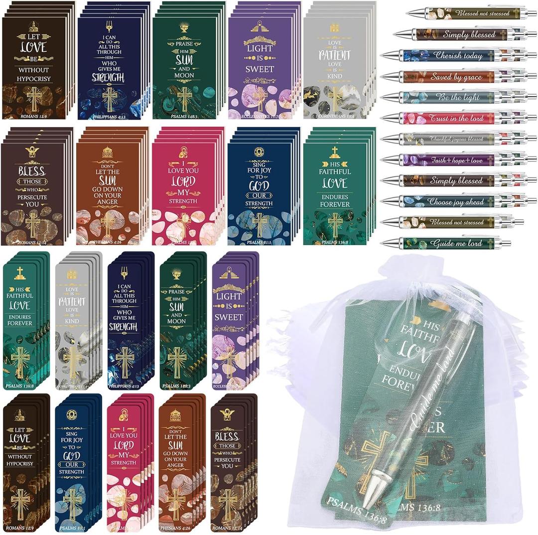 Yeaqee 200 Pcs Christian Gifts Set Include 50 Bible Verses Bookmarks Book Markers 50 Ballpoint Pens 50 Bible Notebooks 50 Organza Bags Colorful CNA Week Gifts Bulk for Church Women Yeaqee 200 Pcs Christian Gifts Set Include 50 Bible Verses Bookmarks Book Markers 50 Ballpoint Pens 50 Bible Notebooks 50 Organza Bags Colorful CNA Week Gifts Bulk for Church Women