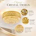 Luxury Crystal Ceiling Light Fixture, 20 inch Flush Mount Chandelier, Modern Round K9 Crystal Ceiling Light for Living Room Bedroom Dining Room (Gold)