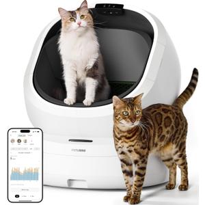 PETLIBRO Luma Automatic Cat Litter Box AI Waste Analysis, Open-Top Self Cleaning Litter Box, in-App Usage Tracking Multi-Cat Recognition, Triple Safety Protection Odor Control LitterBox (White)