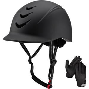 Equestrian Set - Helmet and Gloves for Horseback Riding and Training - Horse Riding Safety Gear Helmets Equestrian Equi-Pro Gear Gloves for Women, Man, One Size