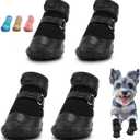 Dog Shoes for Small Dogs, Dog Boots & Paw Protectors for Hot Pavement Winter Snow Hiking, Anti-Slip Dog Booties for Hardwood Floor Black Size 1