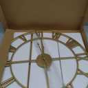 Large Wall Clock 19 Inch Gold Roman Numerals Metal Clock Battery Operated Silent Non-Ticking Decor Clock Modern Round Oversize Wall Clocks for Home, Hotel, Office, Bedroom (Gold, 19inch)