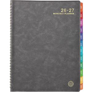 Monthly Planner 2026-2027 - 18-Monthly Planner 2026-2027 with Leather Soft Cover, July 2026 - December 2027, 9'' x 11'' with Coated Tabs