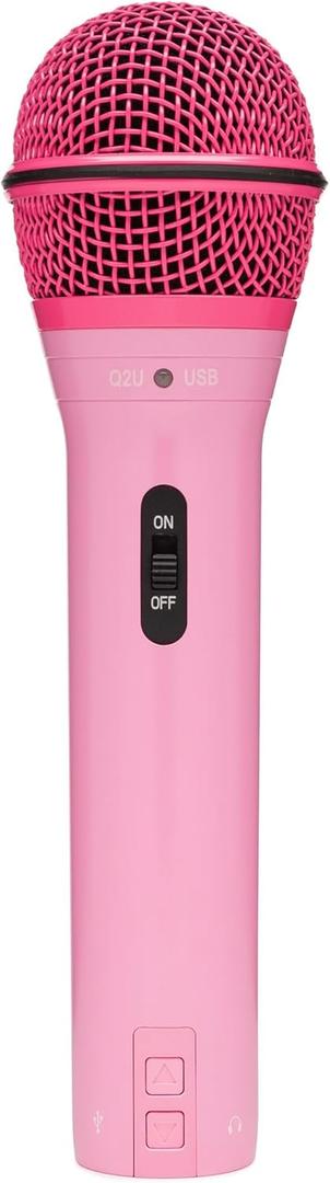 Samson Q2U USB and XLR Handheld Dynamic Microphone with Cardioid Polar Pattern for Podcasting and Live Streaming (Pink)