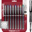 Uniball Vision Elite Rollerball Pens, Micro Point (0.5mm), Assorted Colors, 8 Pack