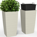 EverGreen 6.5 Gallon Grande Indoor/Outdoor Planters – 2 Piece Duo Set Beige XL 14" X 14" X 27.5"