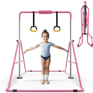 Expandable Bar for Junior Gymnasts - Adjustable and Folding DesignExpandable Horizontal Bars Durable and Sturdy Bars (Pink) Expandable Bar for Junior Gymnasts - Adjustable and Folding DesignExpandable Horizontal Bars Durable and Sturdy Bars (Pink)