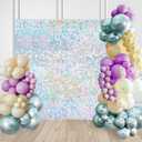 Rainbow Silver Shimmer Wall Backdrop Shiny Sequin Backdrop 9FTx4FT Glitter Disco Party Backdground for Birthday Anniversary Engagement Sparkly Decorations