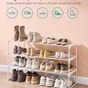 SONGMICS Shoe Rack, 3-Tier Shoe Organizer, Metal Storage Shelf, Upright or Upside Down, for 16-20 Pairs, Stackable, for Entryway, 11.8 x 36.2 x 21.7 Inches, Pearl White ULSA303W03