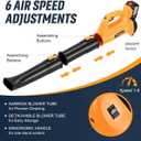 Leaf Blower Cordless with 4.0Ah Battery and Charger, 6 Speed Mode, 250MPH High Speed Lightweight Electric Leaf Blowers Cordless for Lawn Care, Patio, Garden Cleaning and Dust (Yellow)