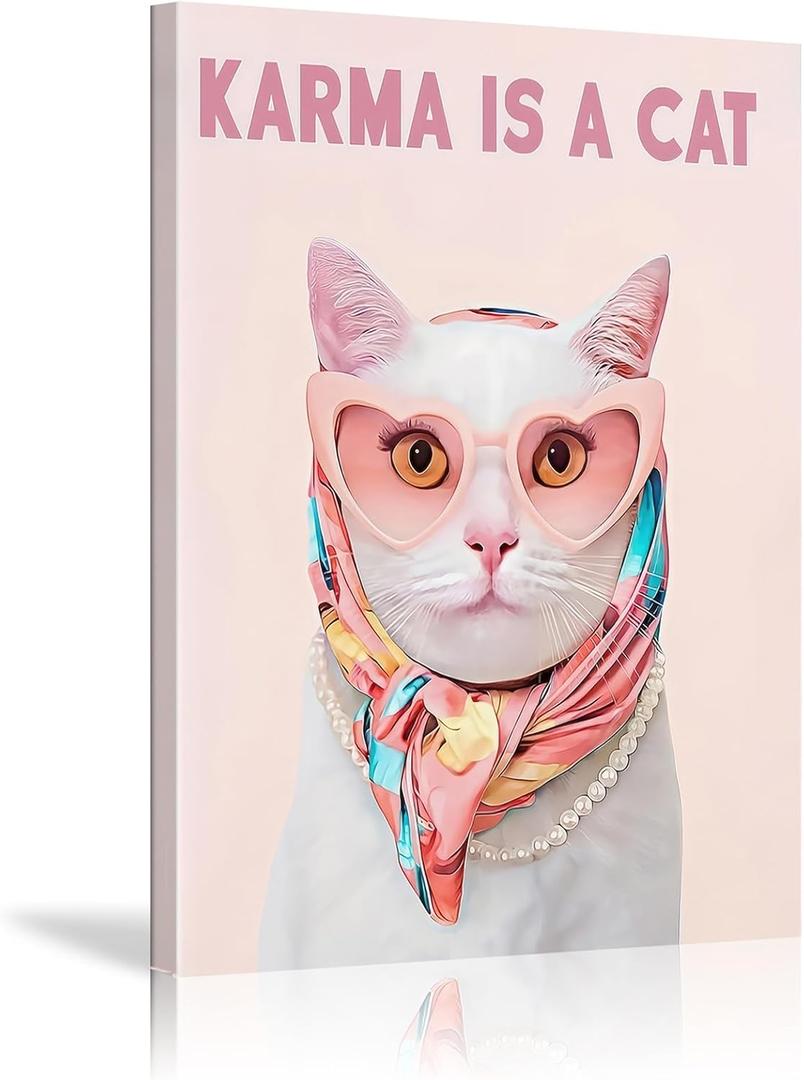 BFKDKG Taylor Poster wall art, Canvas wall art, Karma Is A Cat Album Prints, Lyrics Poster for Bedroom, Pink Room Wall Decor, Music Art Wall Decor for Girls Fans 16x24in (24L" x 16W")