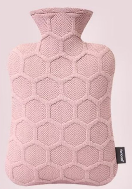 Hot Water Bottle with Soft Fleece Cover, 2L Hot Water Bag for Hot Compress, Comfort for Menstrual Cramps, Neck & Shoulder, Hands and Feet, Pink Plaid