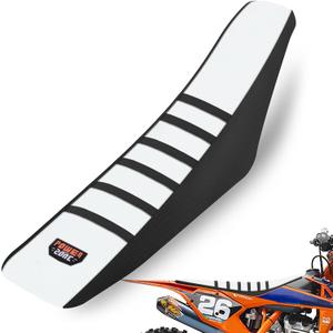 Universal Ribbed Dirt Bike Seat Cover - Gripper Soft Seat Cover for Most Dirt Pit Bike Motorcycle Black-White
