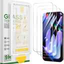 Caka 3-Pack Screen Protector for Google Pixel 10ProXL/Pixel 10Pro/Pixel 10/Pixel 9ProXL/Pixel 9Pro/Pixel 9/Pixel 9A - Easy Installation Tempered Glass Film with Pull Strip Alignment Frame