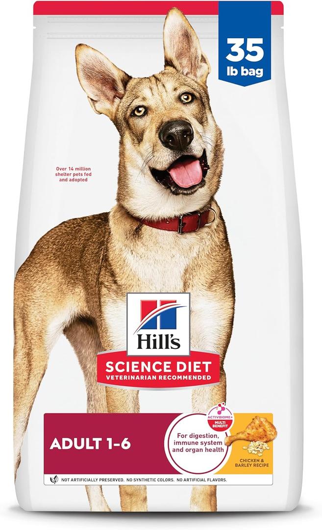Hill's Science Diet Adult 1-6 Premium Nutrition Dry Dog Food, Chicken & Barley, 35 lb Bag (Pack of 1) (35 Pound (Pack of 1)) Best By 06 2026