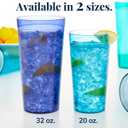 US Acrylic Caf Plastic Reusable Tumblers (Set of 12) 32-ounce Iced-Tea Cups, Coastal | Value Set of Restaurant Style Drinking Glasses, Stackable, BPA-free, Made in the USA | Top-rack Dishwasher Safe