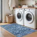 KILOCOCO Small Area Rug 3'x5' Entryway Rug Washable Rugs, Stonewashed Blue | Non Slip Entry Rug, Low Pile Kitchen Rugs, Printed Geometric Small Rugs for Living Room Bedroom, Soft Door Rug