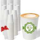 14 oz Paper Cups 200 Disposable Coffee Cups with 100 Paper Straws | Hot Cups for Coffee & Tea | Approx. 12 oz Recommended Fill