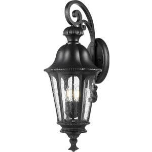 Outdoor Light Fixtures, HWH Exterior Wall Sconce Lantern with Seeded Glass, 29'' Large Outdoor Wall Lamp Antique Porch Light for Patio Garage Entryway, Matte Black Finish, 5HW90B-L BK