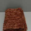 Burnt Orange Fleece Throw Blanket 5060 for Couch Sofa Bed,Super Soft Cozy Plush Microfiber Flannel Blanket with Stripes Design Lightweight for Adults,Woman,Girls