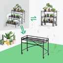 Zhongma Window Height Sturdy Metal Plant Stand with Wheels, 36.6 x 16 x 26.2 in High, Heavy Duty Succulent Shelf for Home Indoor and Outdoor, 220 LBS Capacity & Heavy Duty Construction