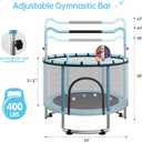 55/60" Trampoline for Kids, 4.5/5 FT Toddler Trampoline with Enclosur Net, Basketball Hoop & Sandbag, 440 LBS Capacity, Adjustable HeightGifts for Ages 3-12 Boys & Girls