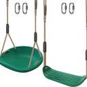 SELEWARE 2 Pack Heavy Duty Plastic Swing Seats with Adjustable Rope & Quick Connect, Replacement Swing Set Accessories for Kids and Adults, Indoor/Outdoor Backyard Playground Tree Swing, Green