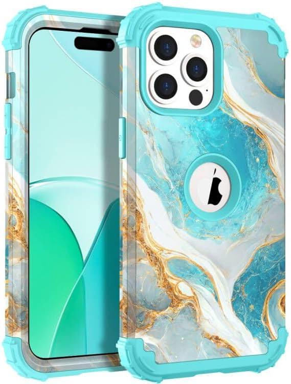 Hocase for iPhone 14 Pro Max Case, Heavy Duty Shockproof Protection Soft Silicone Rubber+Hard Plastic Bumpers Hybrid Protective Case for iPhone 14 Pro Max 2022 - Teal