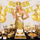 Golden Birthday Party Decorations, Includes It's My Golden Birthday Sash, Banner, Balloons, Cake Topper, Cupcake Toppers for Teens, Women and Men Theme Birthday Party Supplies Gifts Ideas