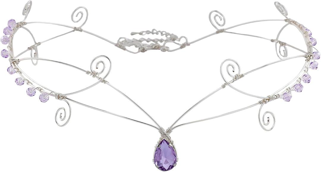 Fairy Elf Circlet for Women - Drop Bead Crown for Bride Wedding Headpiece, Renaissance Halloween Hair Accessory