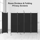 Room Divider 4 Panel Partition Room Dividers & Folding Privacy Screens w/ 3 Metal Feet 6FT Portable Wall Doubles as a Dressing Screen Portable Wall for Office Kitchen Children's Room,Black