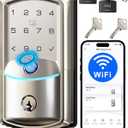 Veise VE027 Built-in Wi-Fi Smart Lock, Fingerprint Keyless Entry Front Door Lock, App Remote & Voice Control, No Hub Needed, Touchscreen Keypad Deadbolt, IP65 Waterproof, BHMA Grade 3, Satin Nickel