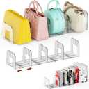 Clear Purse Organizer for Closet, Adjustable Purse Storage Handbag Storage Shelf Dividers, 2 Set Plastic Clutch Dividers for Closet Organizers Perfect for Purse Handbag Books