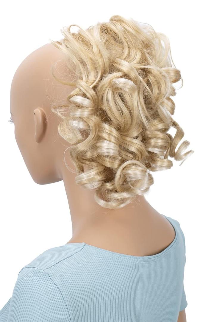 CAISHA Jumbo Hairpiece Scrunchy Updo Voluminous Curly Messy Bun Blond Mix G6L