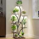 Plant Stand Indoor with Grow Lights - 51" Tall Plant Stand, Corner Plant Shelf for Indoor Plants, 8 Tiered Lighted Flower Holder, Vase-shaped Plant Rack for Living Room, Hallway, Home Decor