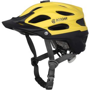 Bosoar Mountain Bike Helmet, Adult Cycling Helmet with Camera Mount and Detachable Visor for Men Women Youth, Suggested Fit 55-61 Cm (Chrome Yellow)