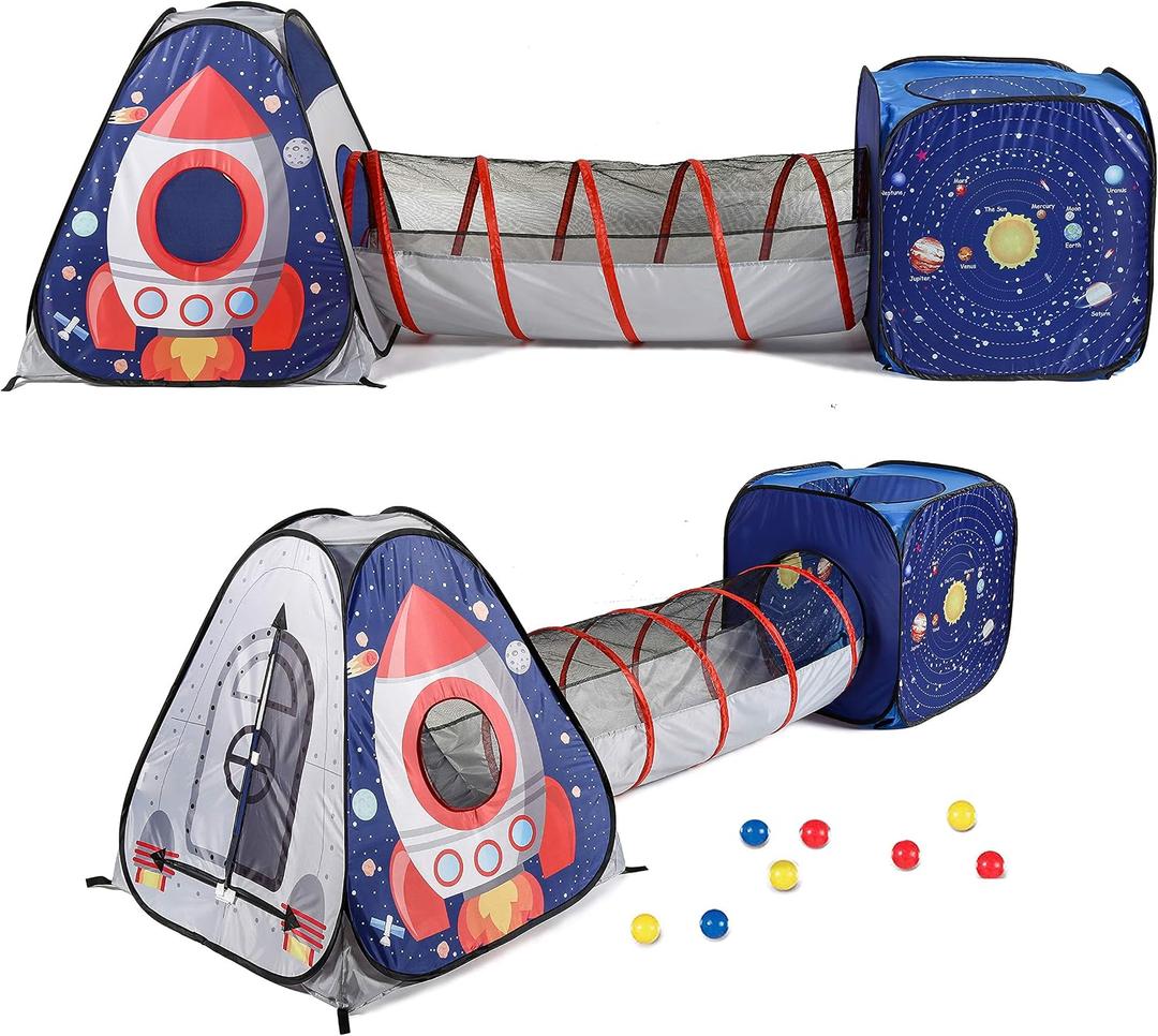UTEX 3pc Space Astronaut Pop Up Play Tents with Tunnels for Kids, Boys, Girls, Babies and Toddlers, Indoor/Outdoor Playhouse CStem Inspired Design W/Solar System & Planet, Dinosaur Anti Stress169