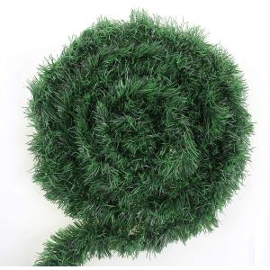 50 Feet Green Tinsel Artificial Pine Decorative Greenery Tinsel Stems Non-Lit Soft Twist Garland 12 Inch x 2Inch for Holiday Season Outdoor Indoor Party Decorations