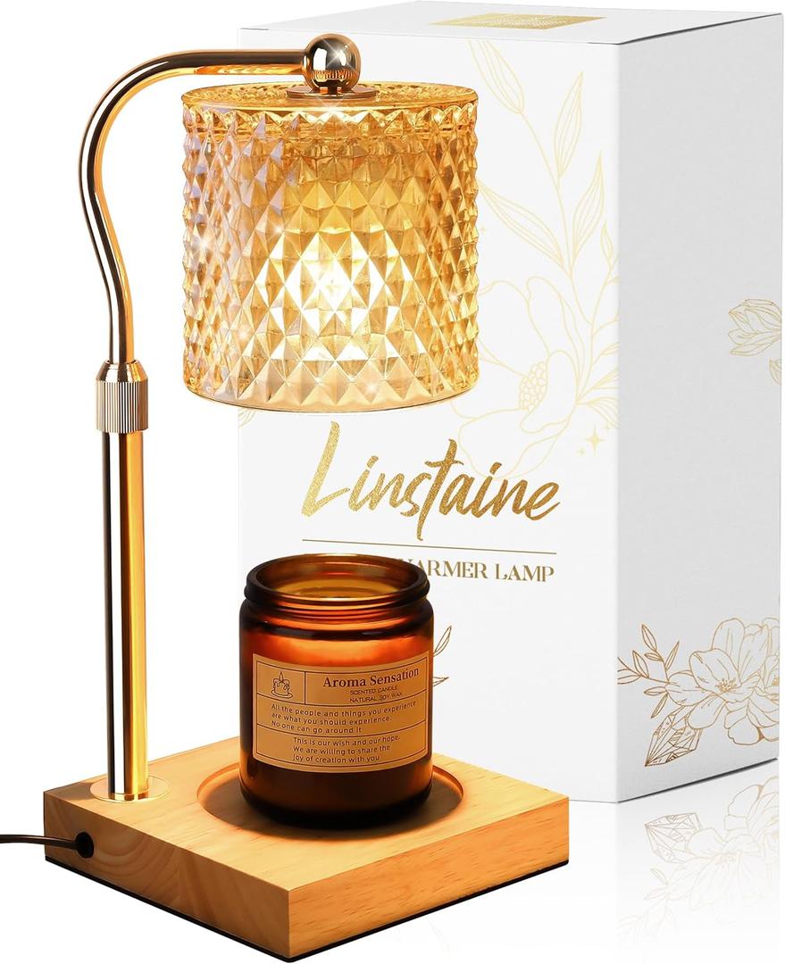 Candle Warmer Lamp with Timer Dimmer Adjustable Height, Birthday Gifts for Women, House Warming New Home Decor Gifts for Mom, Electric Wax Warmer for Jar Candles, Gold