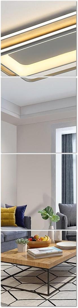 HD Glass Full Length Wall Mirror Tiles - Set of 4, 8'' x 8'' - Frameless, Ideal for Bedroom, Home Gym, Bathroom - Versatile Wall Decor and Over Door Mirrors with Toddler Mirror Stickers