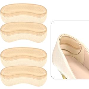 2 x 4PCS Heel Pads for Shoes Prevent,Slipping,Rubbing,Blister,Foot Pain,Heel Grips for Shoes Too Big Filler Improved Shoe Fit and Comfort Shoe Inserts for Women(Beige, One Size)